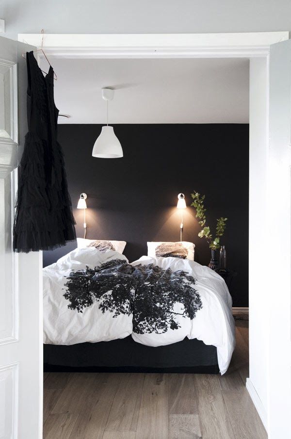 Slaapkamers met donkere muur