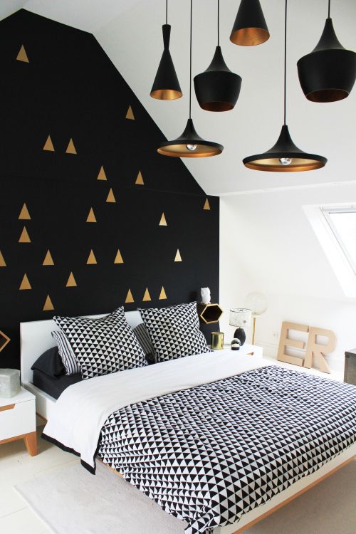 Slaapkamers met donkere muur