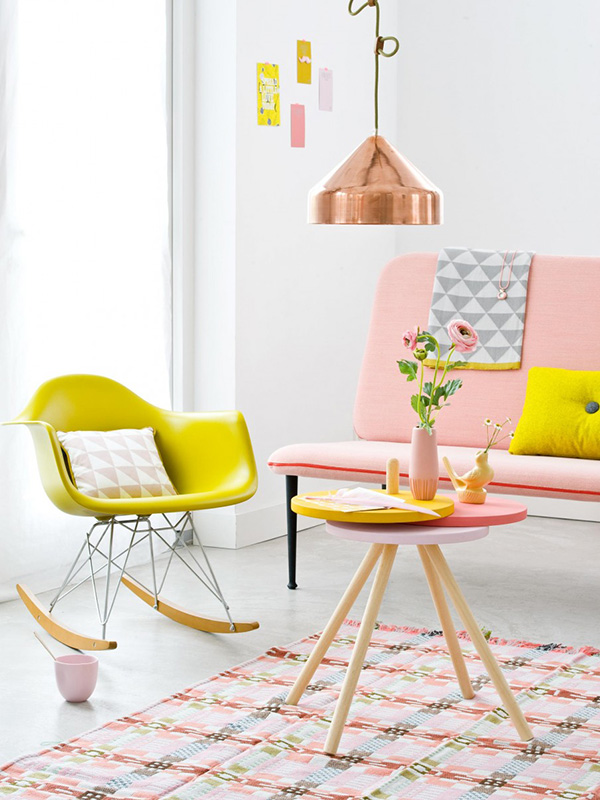 Geel en roze interieur